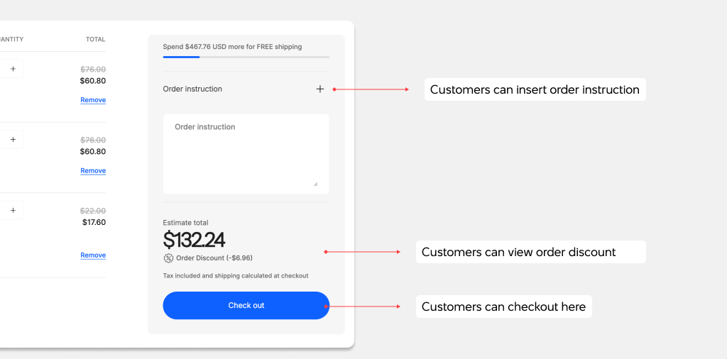 Cart page