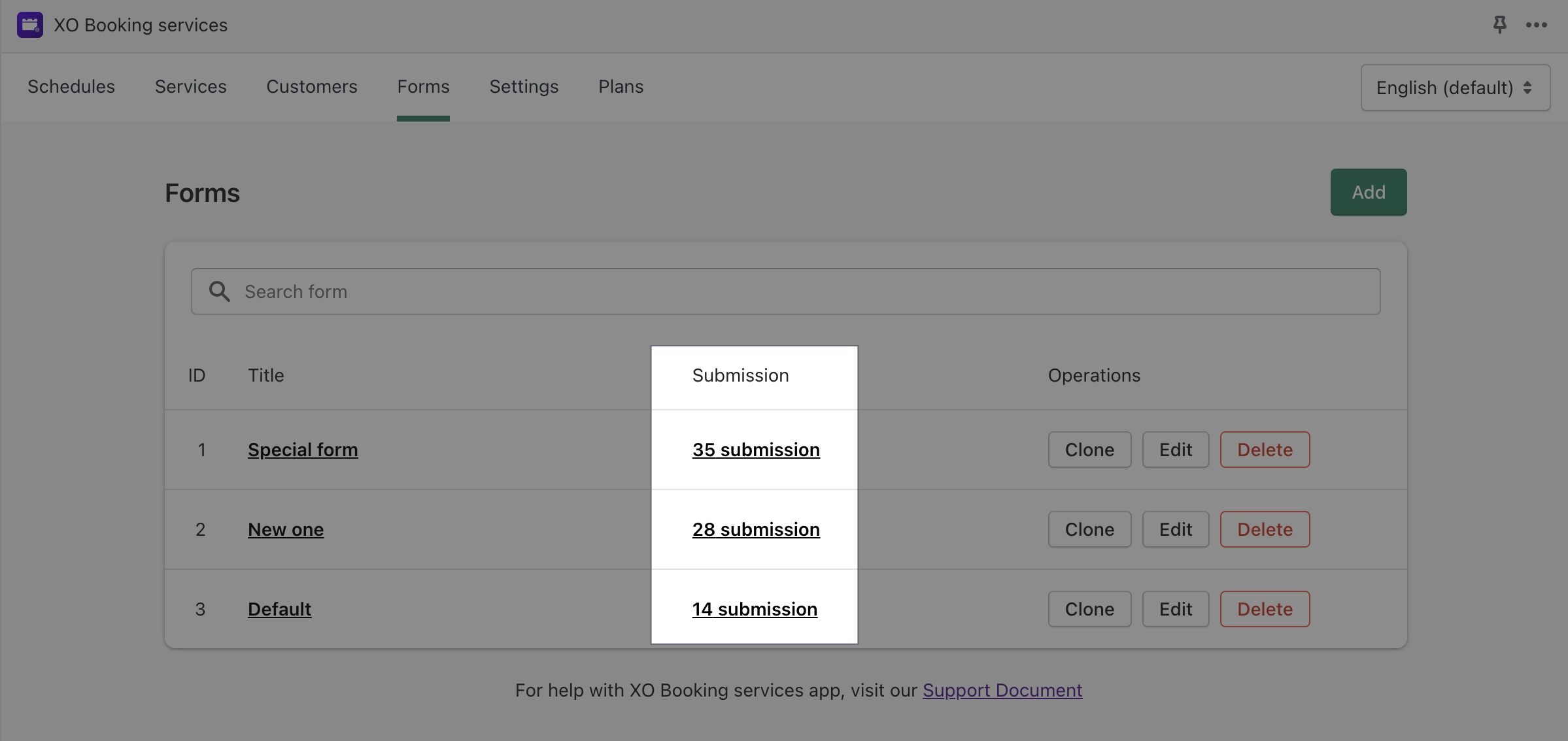 form submissions