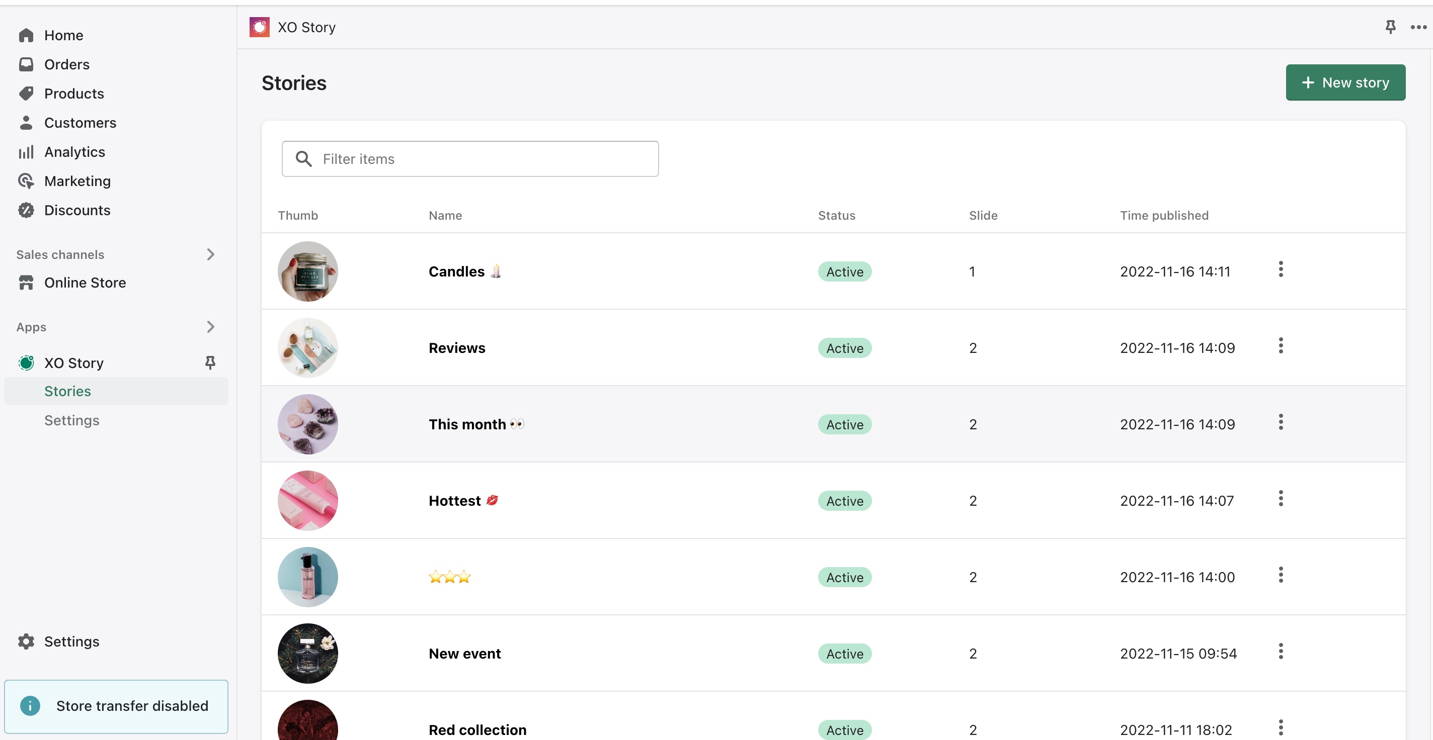 Manage stories