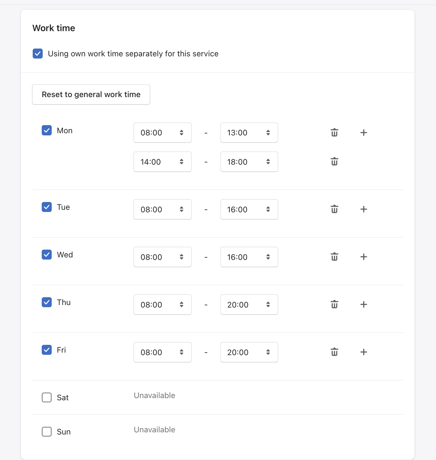 Service features