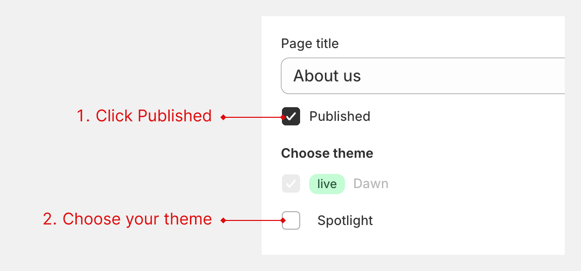 page settings