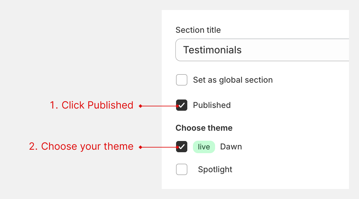 Section settings